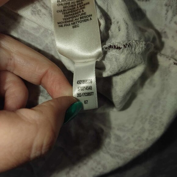 Chicos women's 3 White & Brown Short Sleeve Collared Abstract Summer T-Shirt - Picture 10 of 12